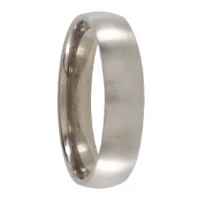 Custom 5mm Brushed Half Round Titanium Mens Wedding Ring