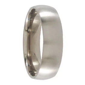 Custom 6mm Brushed Half Round Titanium Mens Wedding Band