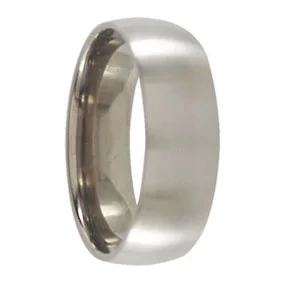 Custom 7mm Brushed Half Round Titanium Mens Wedding Ring