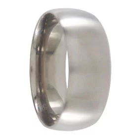 Custom 8mm Brushed Half Round Titanium Mens Wedding Band