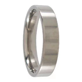 Custom 5mm Polished Flat Titanium Mens Wedding Ring