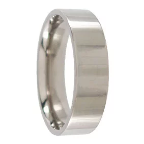Custom 6mm Polished Flat Titanium Mens Wedding Band