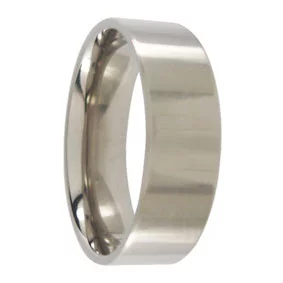 Custom 7mm Polished Flat Titanium Mens Wedding Ring