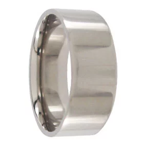 Custom 8mm Polished Flat Titanium Mens Wedding Ring