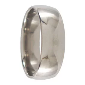 Custom 7mm Polished Rounded Titanium Mens Wedding Ring