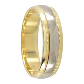 Two Tone Gold Mens Wedding Ring