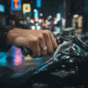 ITR-084-Titanium-Mens-Ring-with-Rope-Edges-Motorcycle-Rider