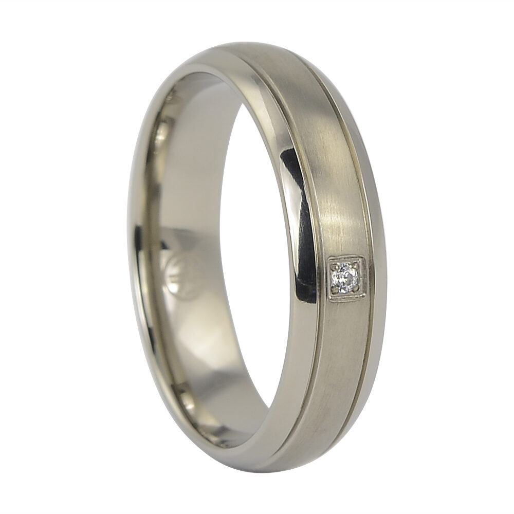 ITR 111 Titanium Mens Engagement Ring With Single Stone