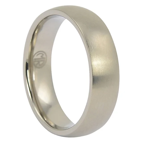 Titanium Men's Wedding Ring with Satin-Finished Dome Shape