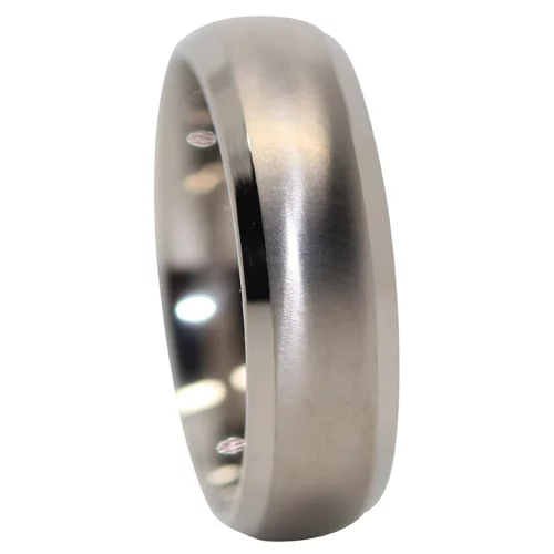 Titanium Men's Wedding Ring with Satin-Finished Dome Center and Polished Edges