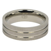 ITR 118 Brushed Titanium Mens Ring With Twin Grooves 2