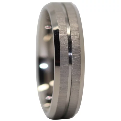 Titanium Men's Wedding Ring with Polished Center Groove, and Tapered Edges