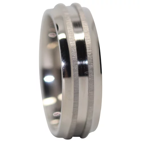 Titanium Men's Wedding Ring with Twin Raised Centerlines and Brushed Finish