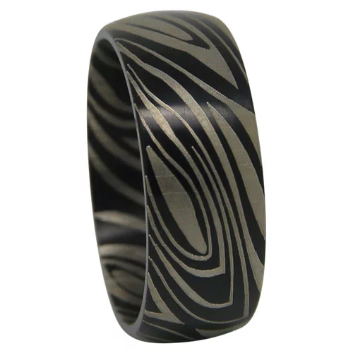 Stunning Titanium Men's Ring with Black Nebula Design