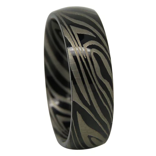 Black Titanium Men's Ring with Unique Nebula Design
