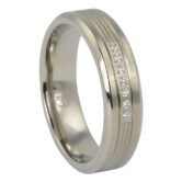 ITR 142 Mens Titanium Wedding Ring With Simulated Diamonds