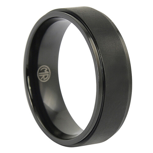 ITR 144 Black Brushed Titanium Mens Wedding Ring 1