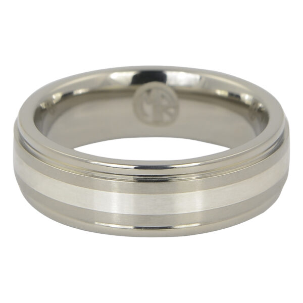 Titanium Wedding Ring With Solid Silver Inlay Titanium Wedding Ring With Solid Silver Inlay