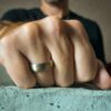Tungsten and gold ring