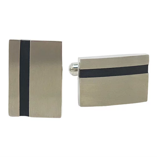 Black Stripe Titanium Cufflinks