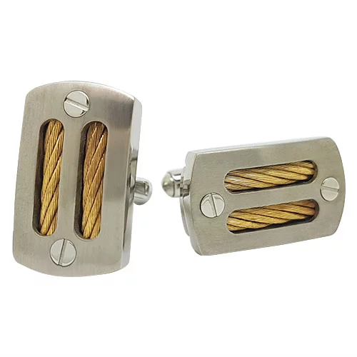 Gold Cable Titanium Cufflinks