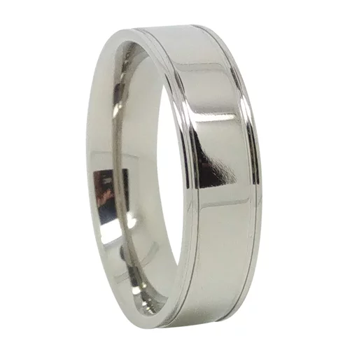 Polished Finish 6mm Grooved Titanium Mens Wedding Ring