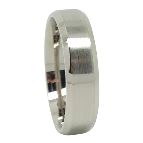 Sleek Satin Finish 6mm Tapered Titanium Mens Wedding Ring