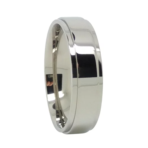 Polished Finish 6mm Titanium Wedding Ring with Step Edge