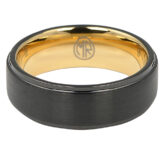 FTR 097 Black Tungsten Mens Ring With Rose Gold 2 1