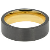 FTR 099 Black Tungsten Mens Ring With Gold Inner Band 2 2