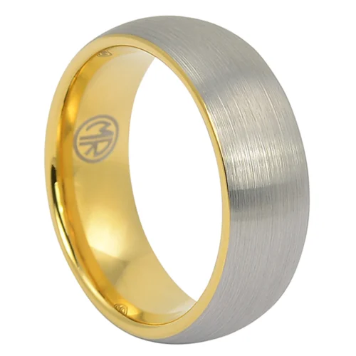 Classic Tungsten Men's Wedding Ring with Gold Plated Inner Band