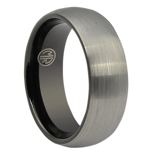 Sleek Tungsten Men's Wedding Ring with Black Inner Band