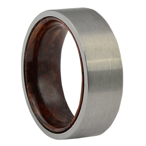 Unique Tungsten and Rosewood Men's Wedding Ring