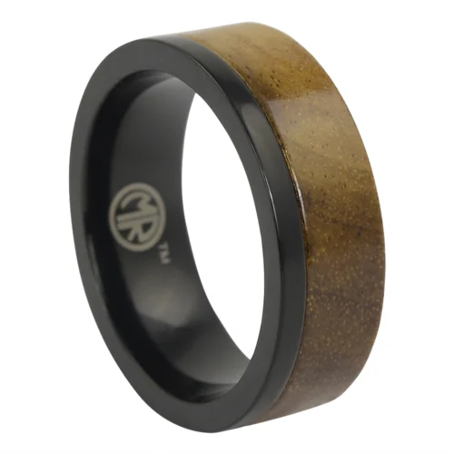 Modern Fusion: Black Titanium and Koa Wood Men's Ring