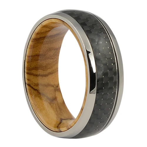 Unrivaled Koa Wood, Carbon Fiber, and Titanium Ring