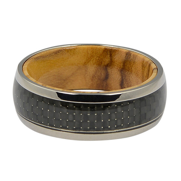 CFBR-003-Koa Wood Carbon Fibre Rounded Mens Ring-2 cfbr-003-koa-wood-carbon-fibre-rounded-mens-ring-2