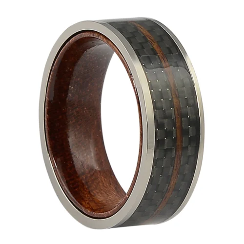 Exclusive Triple-Material Ring with Rosewood, Carbon Fiber, and Titanium