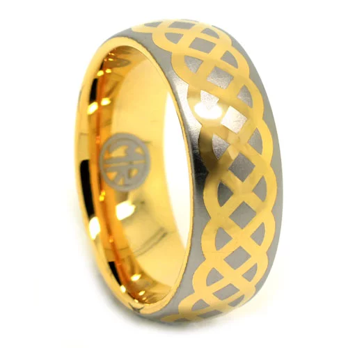 Gold Tungsten Infinity Mens Promise Ring