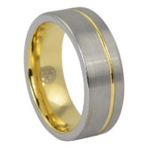 FTRS 108 Brushed Gold Signature Tungsten Mens Ring