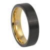 Brushed Mens Black Gold Ring