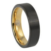 FTR 099 5 Two Tone Brushed Black Gold Thin Tungsten Mens Ring