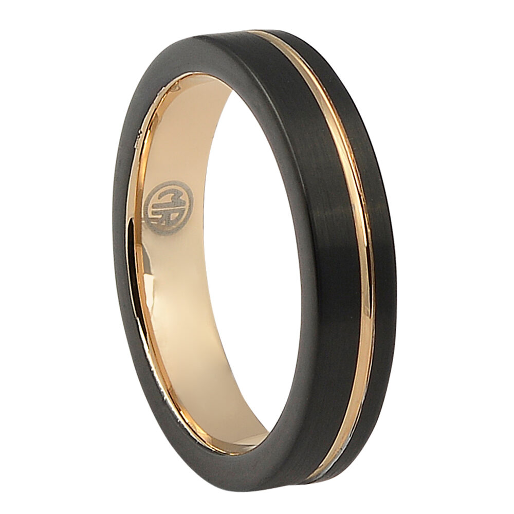 FTRS 106 5 Black Rose Gold Thin “Signature” Tungsten Mens Ring 1