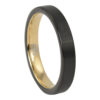 Brushed Mens Thin Black Gold Ring