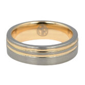 FTR 113 7 Brushed Tungsten Double Ridge “Ion” Rose Gold Ring 2 1