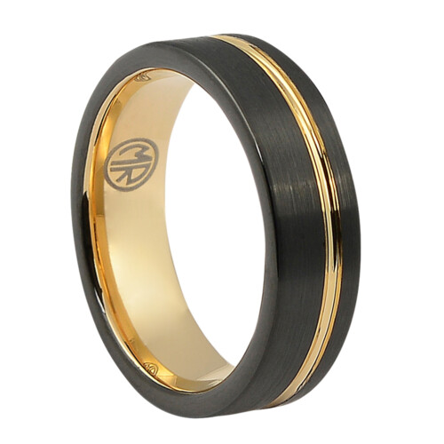 FTRS 106 6 Brushed Black Rose Gold “Signature” Tungsten Mens Ring 1