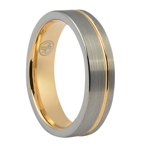 Black Brushed Silver and Rose Gold "Ion+" Tungsten Men's Ring