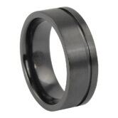 ITR 163 Grooved “Forever Black” Titanium Mens Ring