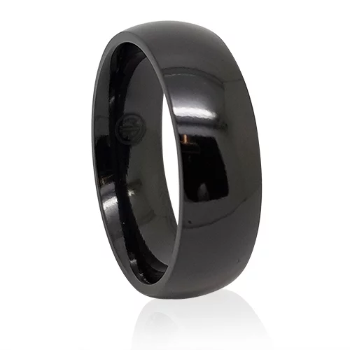 Elevated Glossy "Forever Black" Dome Titanium Mens Ring