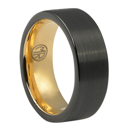 ITR 165“Forever Black” Titanium Mens Ring with Yellow Gold