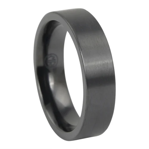 Subtle Luxurious Brushed "Forever Black" Titanium Mens Ring